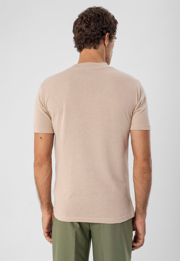 T-shirt slim fit girocollo beige da uomo - Wessi