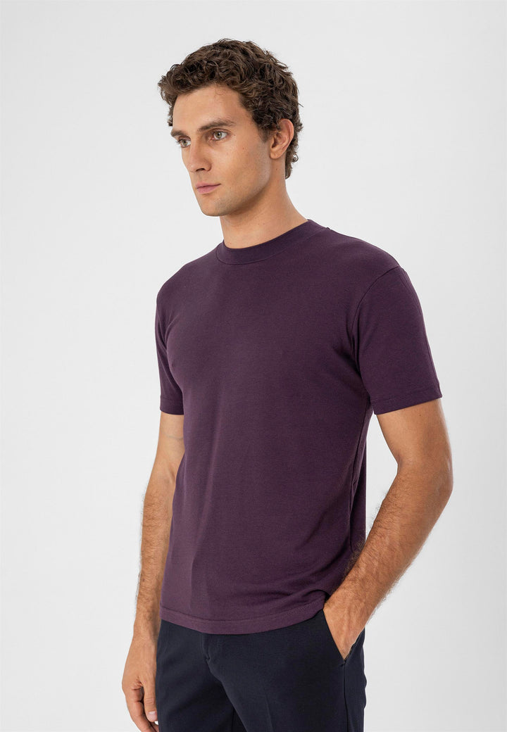 T-Shirt Slim Fit Col Rond Damson Homme - Wessi