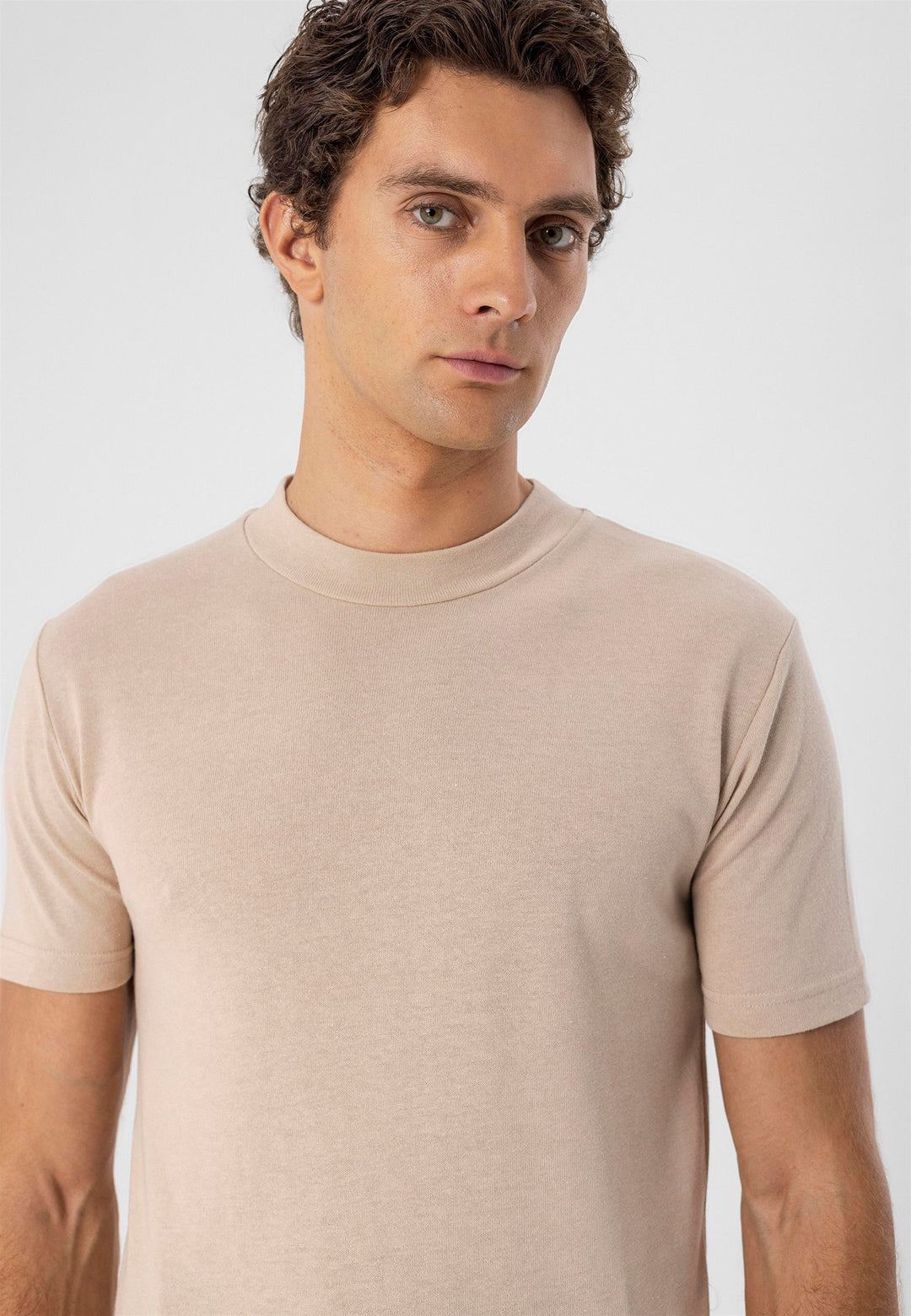 T-shirt slim fit girocollo beige da uomo - Wessi