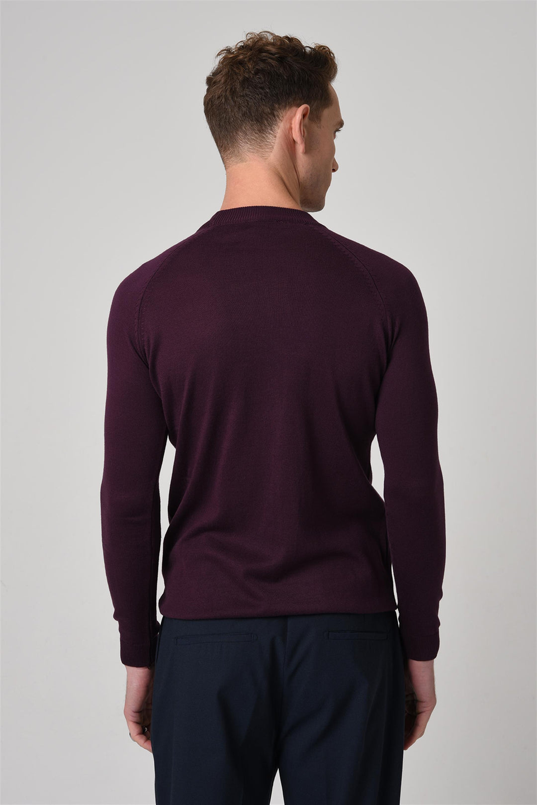 Pull en tricot coupe ajustée à col rond Damson pour hommes - Wessi