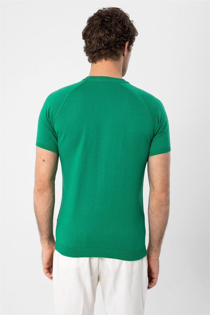 Camiseta de punto de hombre verde con cuello redondo - Wessi