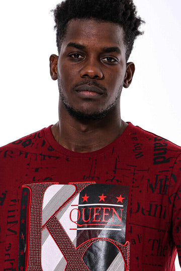 Felpa da uomo slim fit con fantasia bordeaux - Wessi