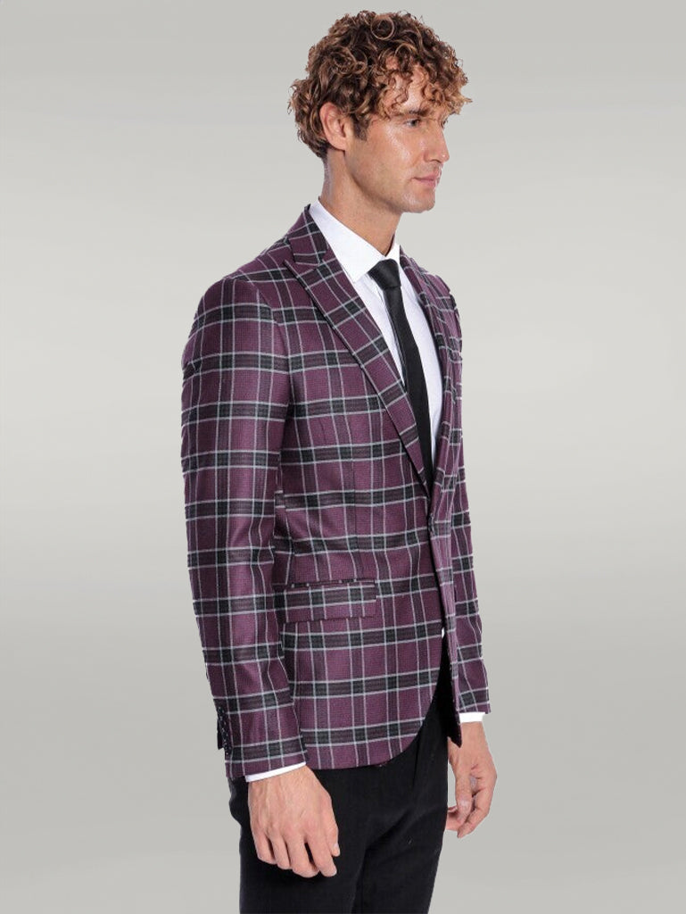 Blazer Hombre Slim Fit Morado Solapa De Pico - Wessi