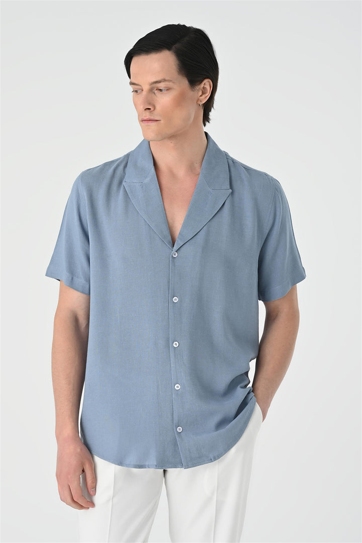 Camisa Hombre Cuello Chaqueta Azul Claro - Wessi