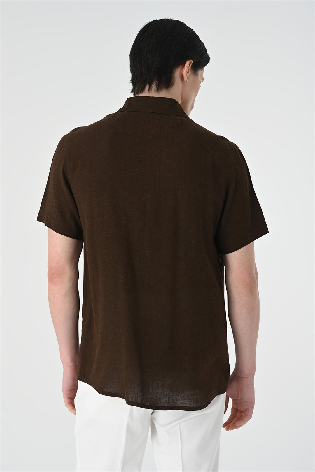 Jacket Collar Men's Dark Brown Shirt - Wessi