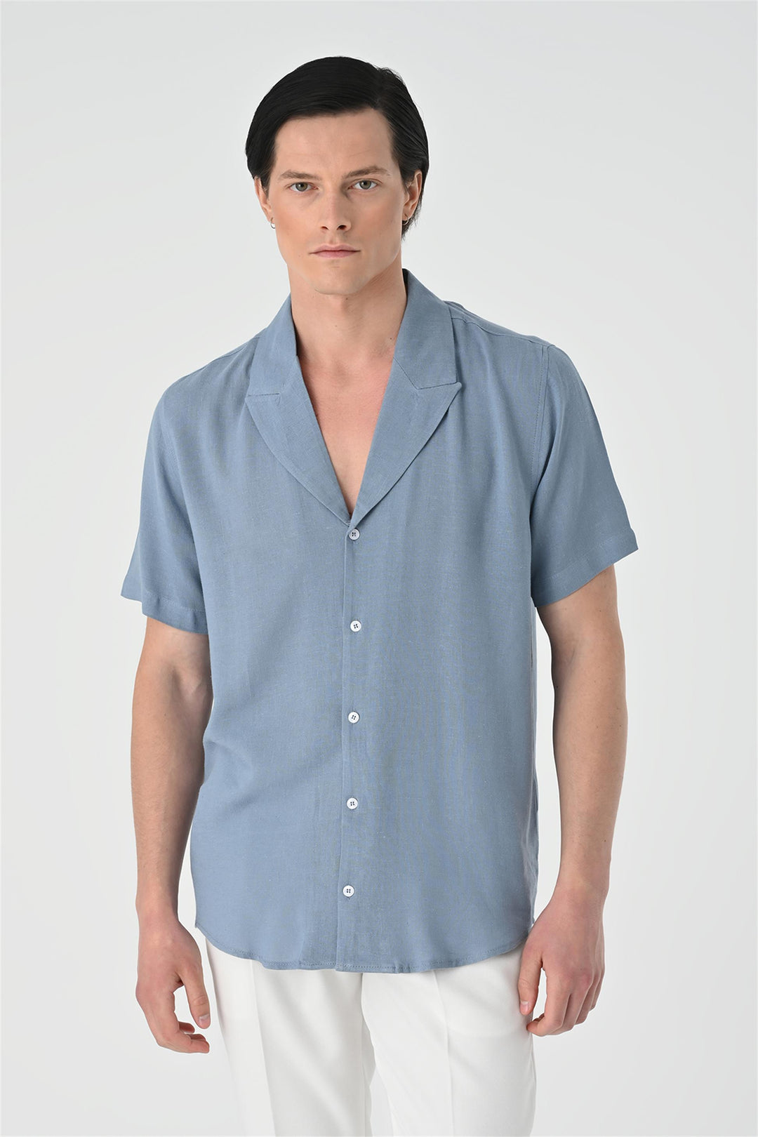 Jacket Collar Men's Light Blue Shirt - Wessi