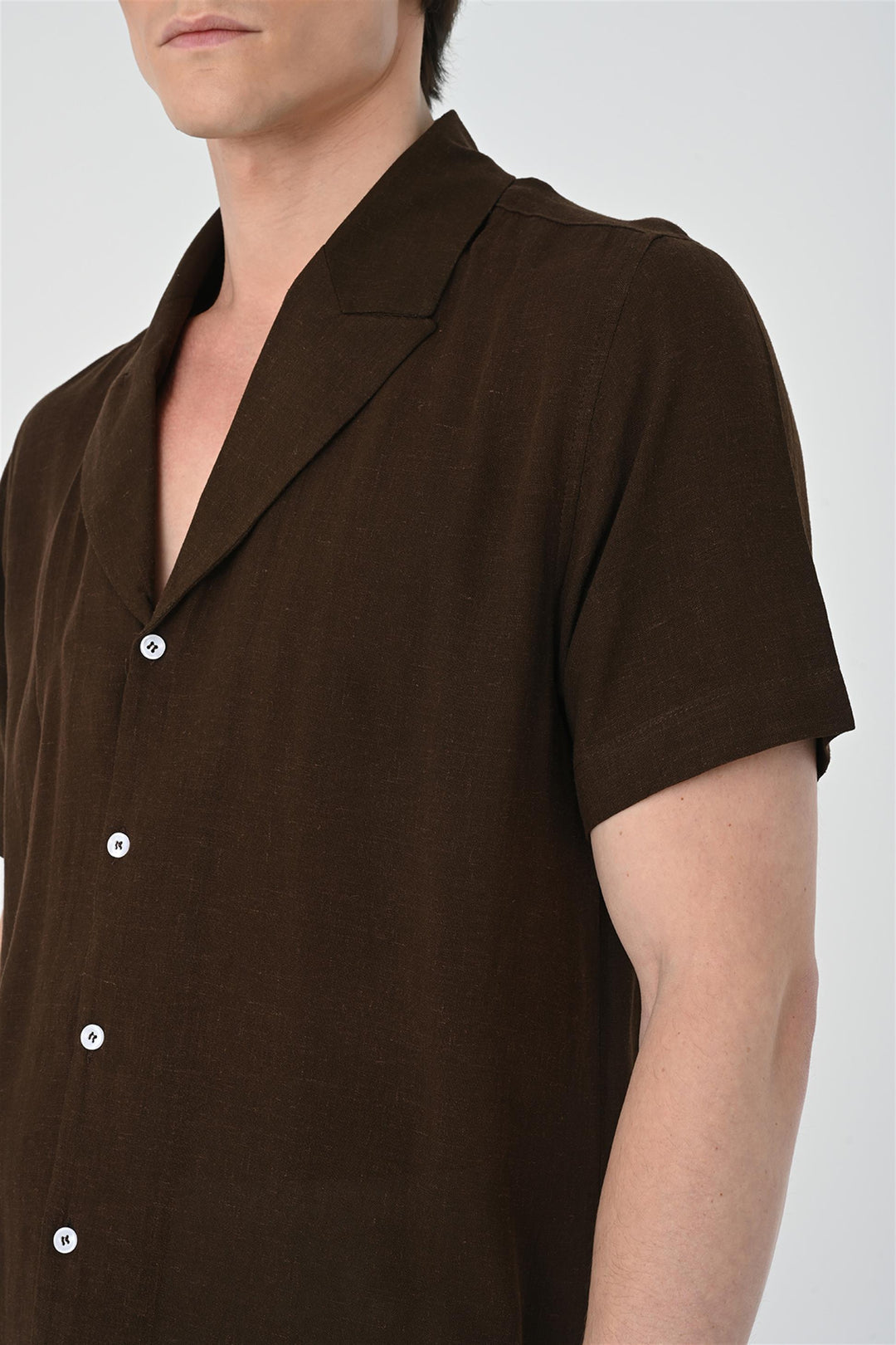 Jacket Collar Men's Dark Brown Shirt - Wessi