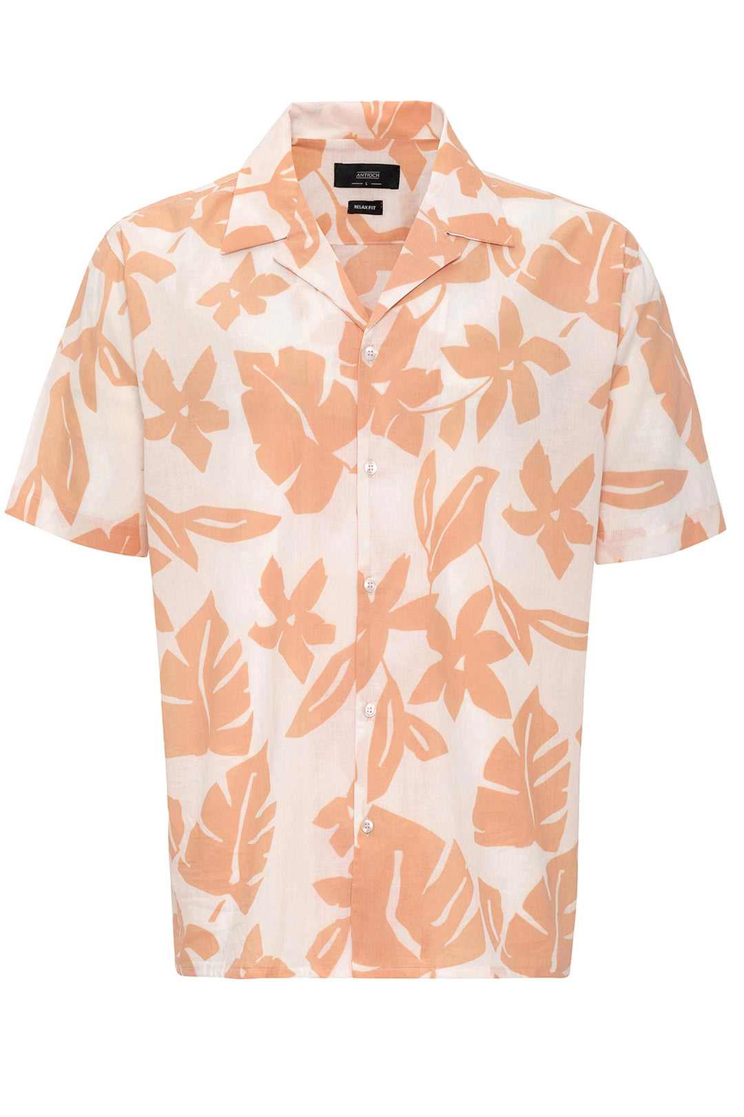 Men's Orange Floral Patterned Top Collar  Shirt - Wessi