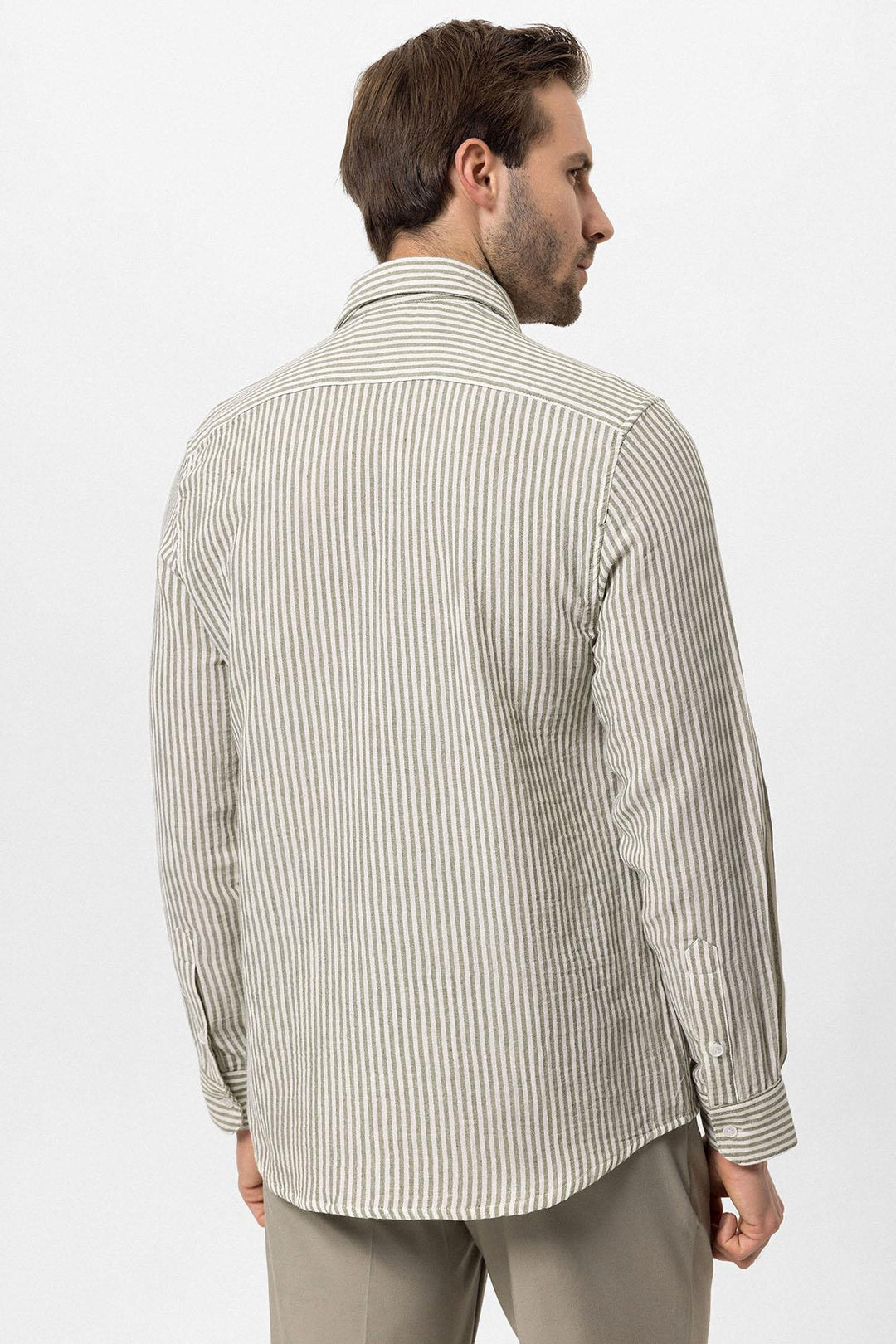 Camisa de rayas caqui para hombre - Wessi