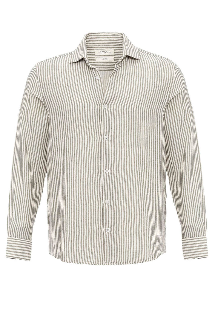 Camisa de rayas caqui para hombre - Wessi