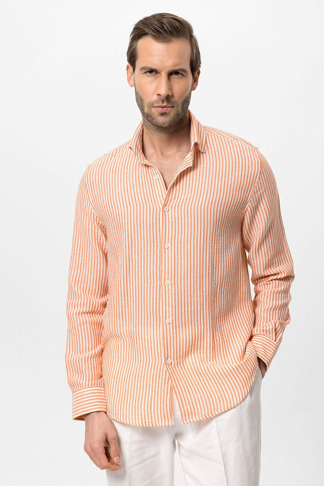 Chemise rayée orange pour homme - Wessi