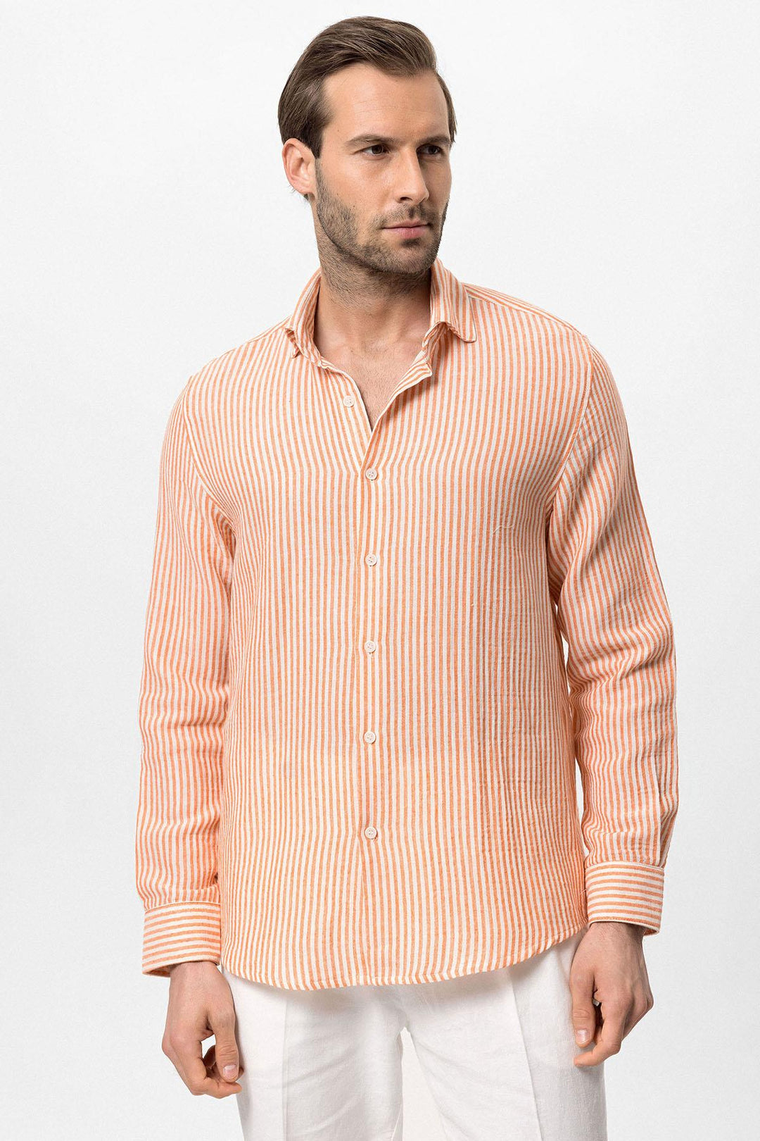 Chemise rayée orange pour homme - Wessi