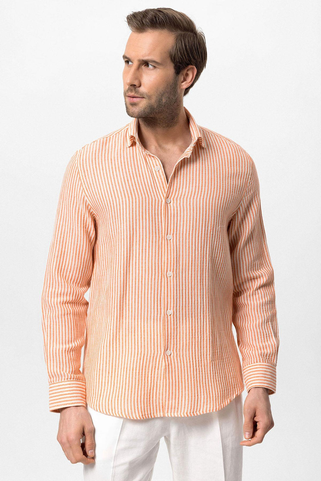 Chemise rayée orange pour homme - Wessi