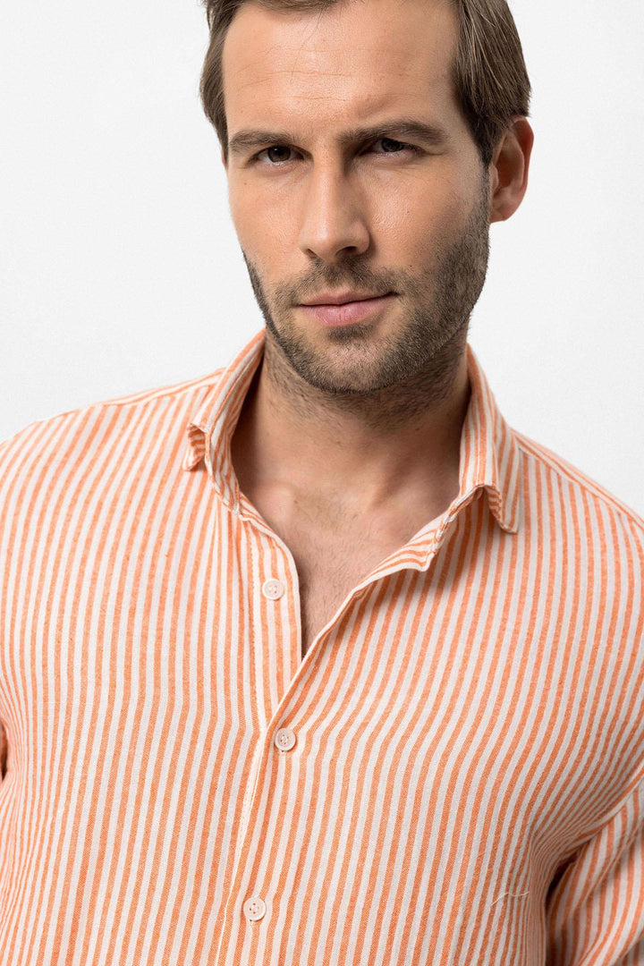 Chemise rayée orange pour homme - Wessi