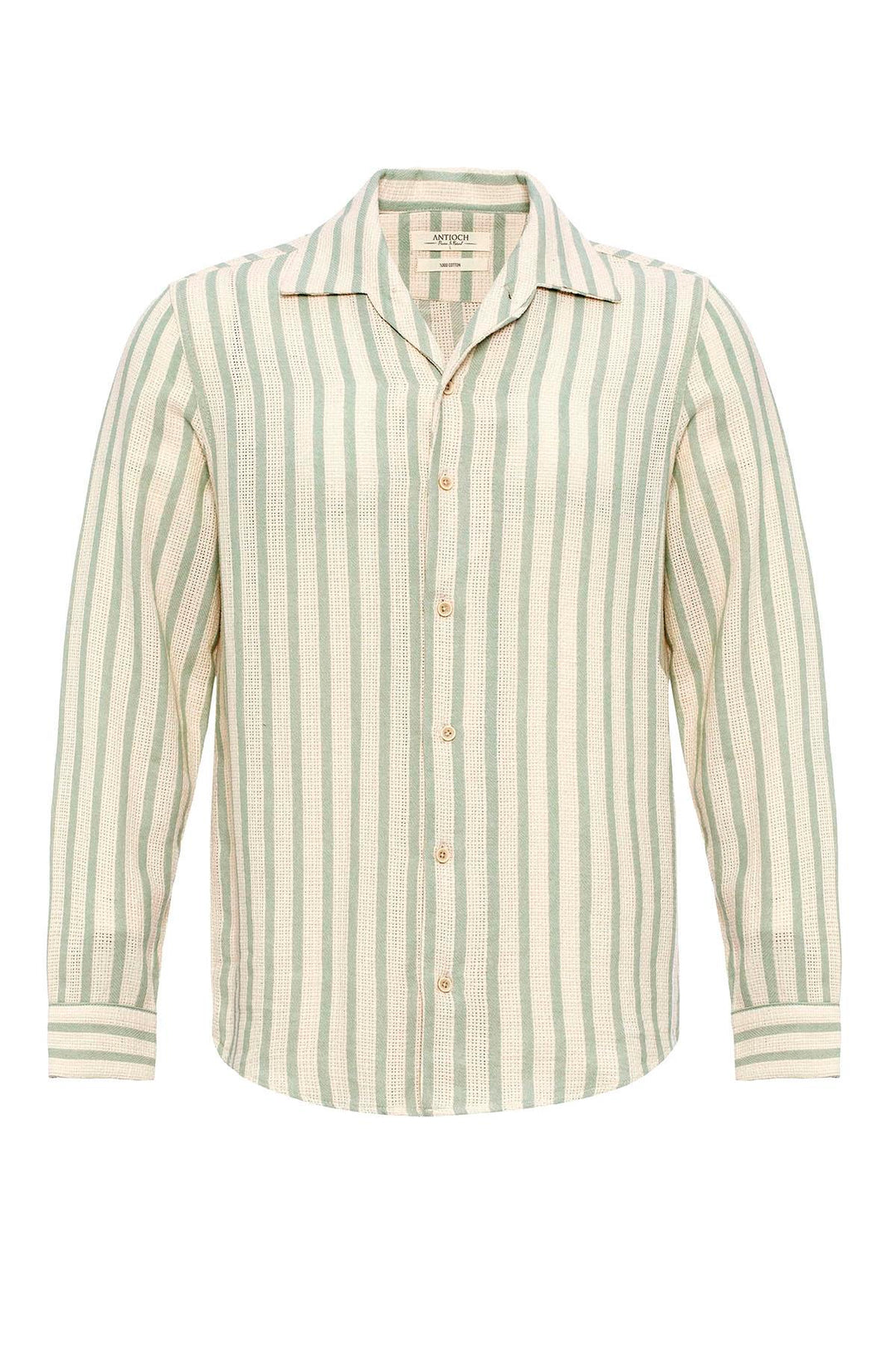 Camisa de manga larga de punto de rayas menta para hombre - Wessi