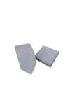 Light Gray Textured Tie and Pocket Square Set - Wessi