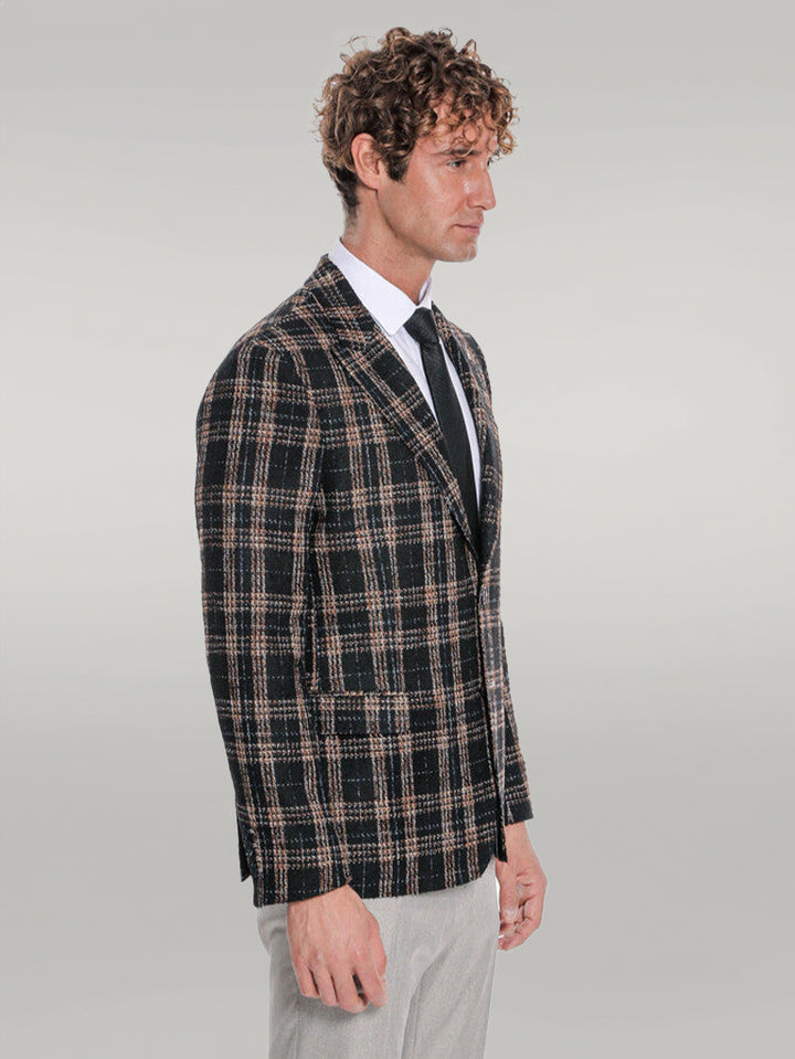 Blazer ajustado a cuadros para hombre, color negro - Wessi