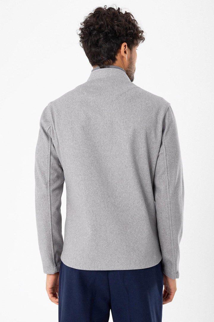 Men's Light Grey High Collar  Cashmere Coat - Wessi