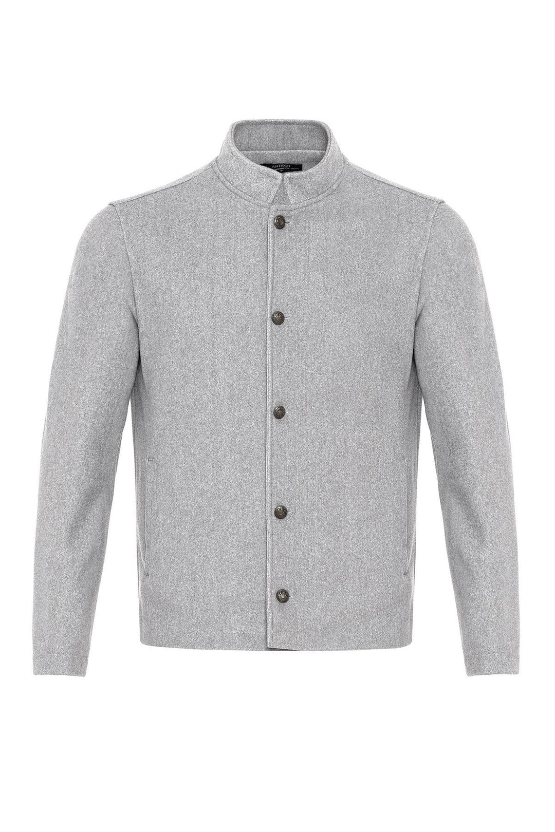 Men's Light Grey High Collar  Cashmere Coat - Wessi