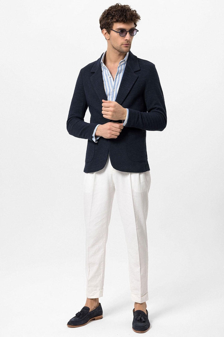 Blazer Homme Bleu Marine Texturé Uni - Wessi