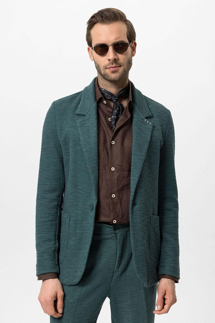 Blazer uni texturé vert pour homme - Wessi