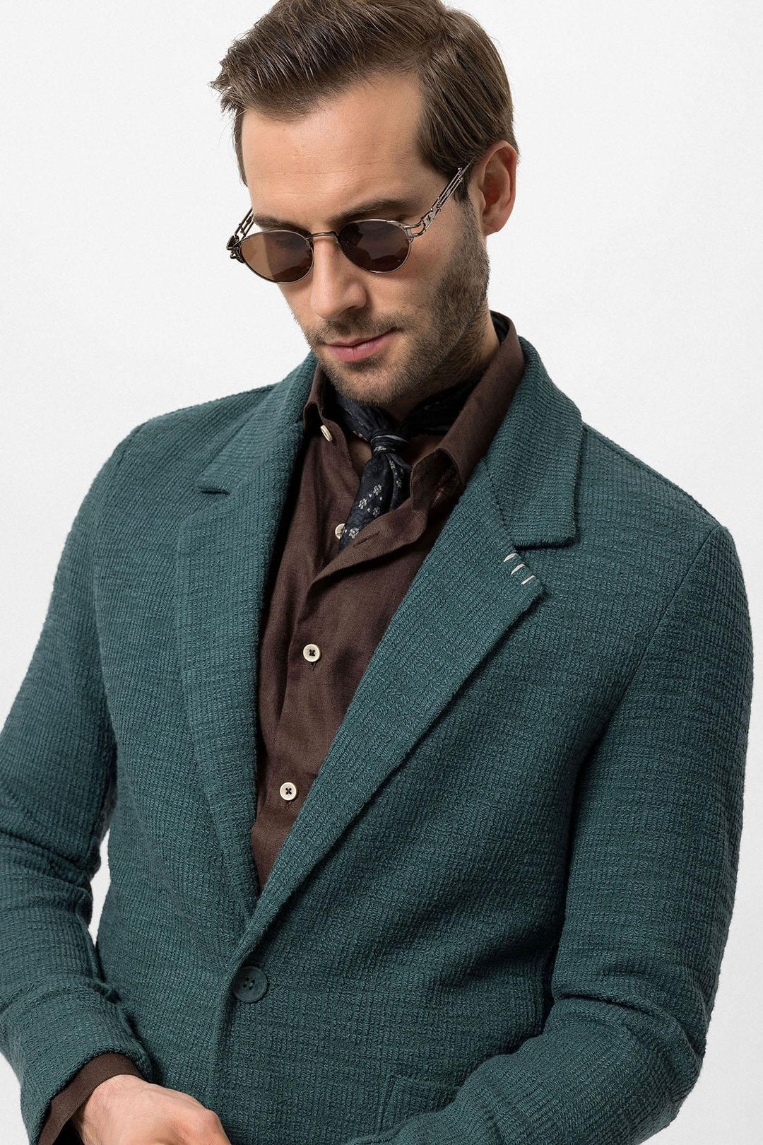 Blazer uni texturé vert pour homme - Wessi