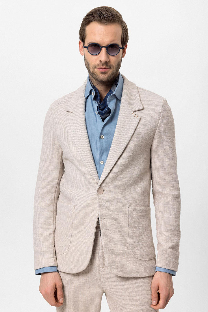 Blazer Homme Beige Texturé Uni - Wessi