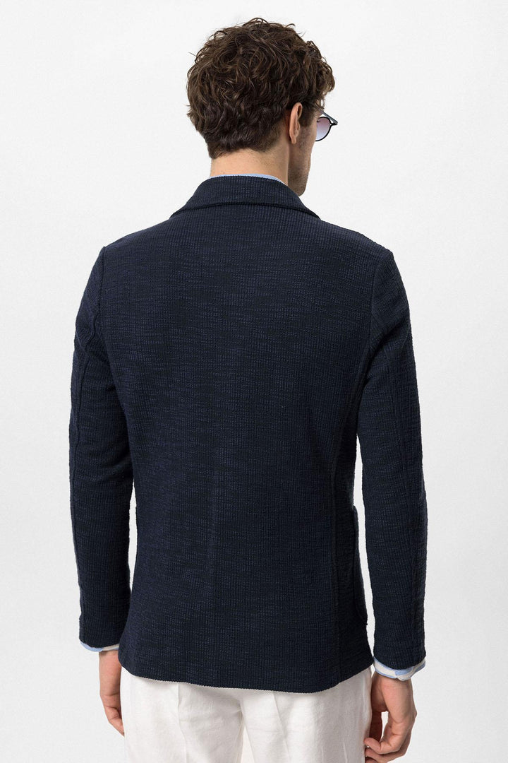 Blazer Homme Bleu Marine Texturé Uni - Wessi