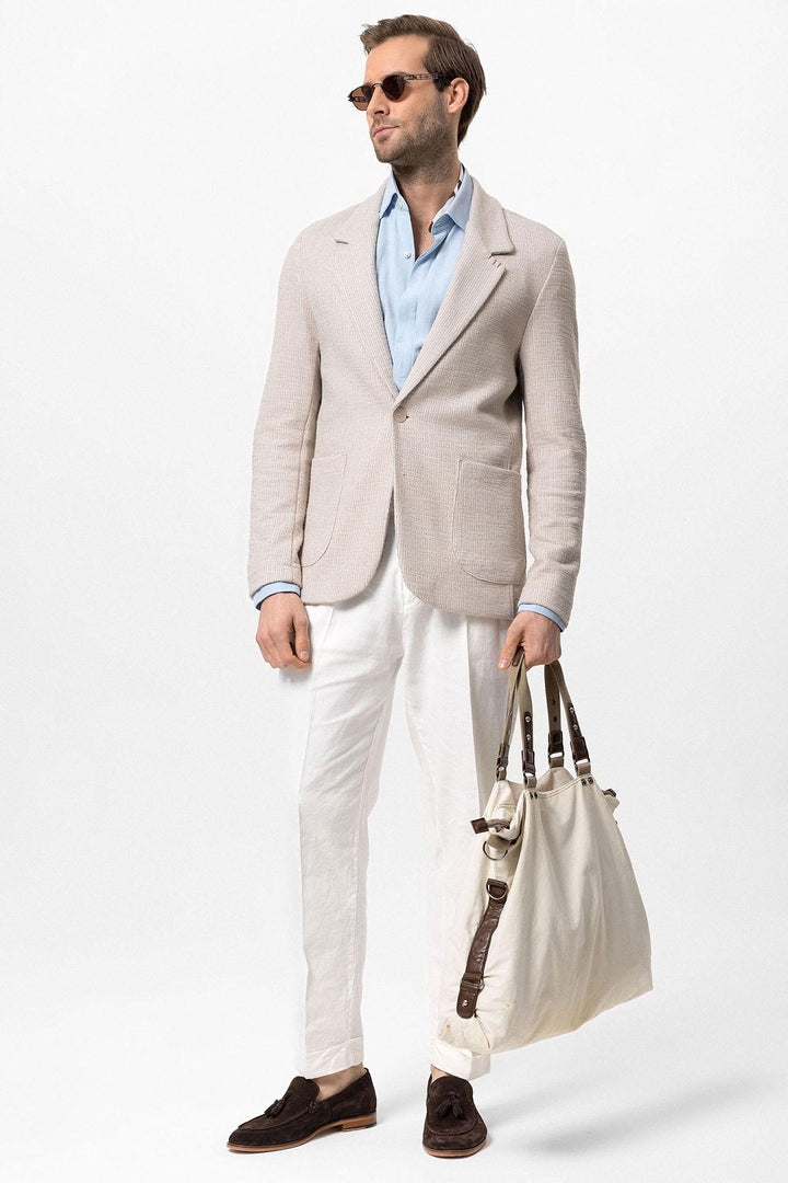 Blazer Homme Beige Texturé Uni - Wessi