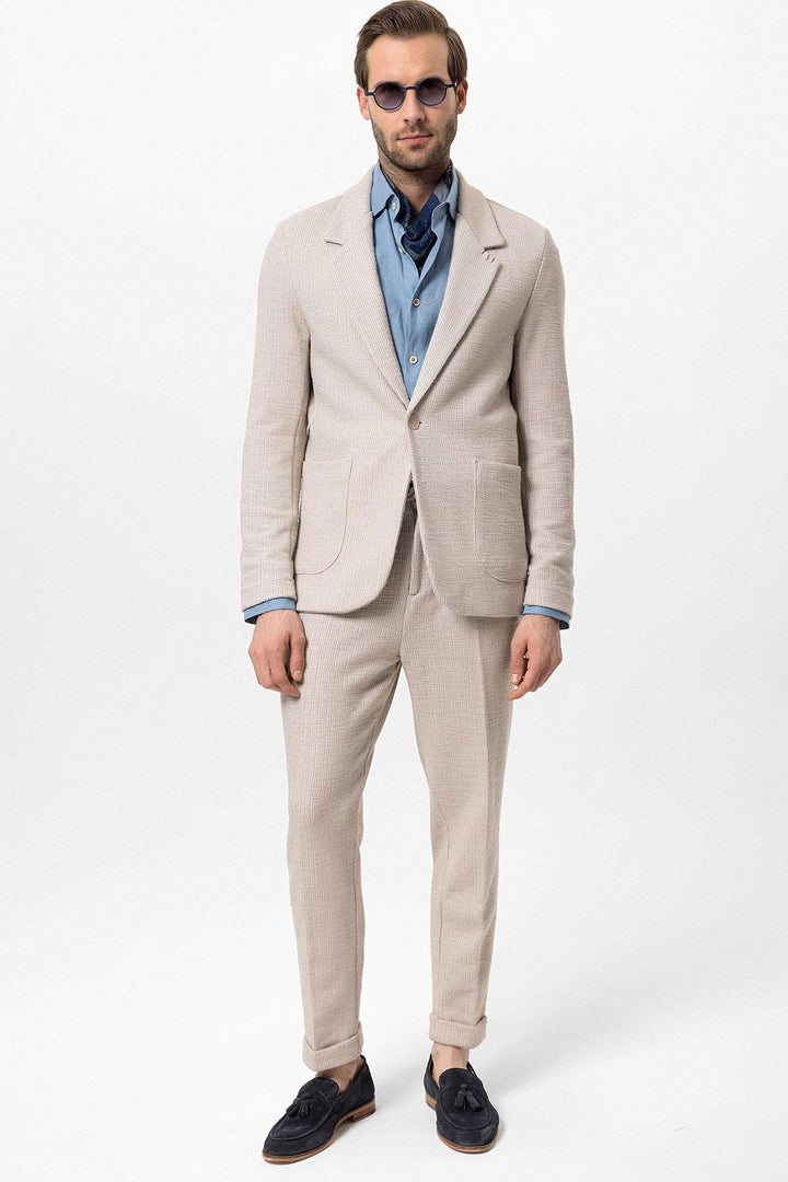 Blazer Homme Beige Texturé Uni - Wessi