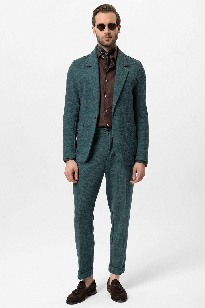 Blazer uni texturé vert pour homme - Wessi