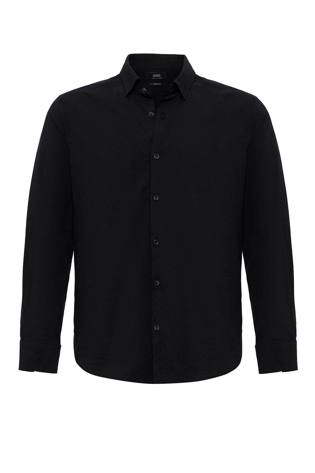 Camisa de hombre negra texturizada regular fit - Wessi