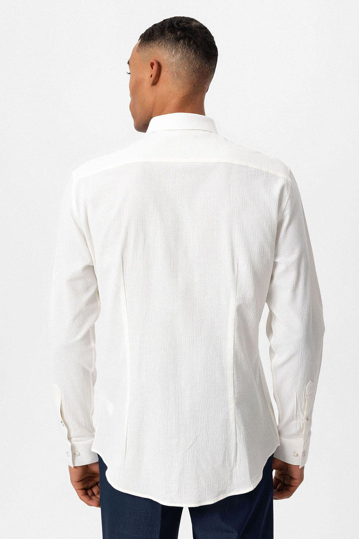 Chemise Homme Blanche Texturée Regular Fit - Wessi