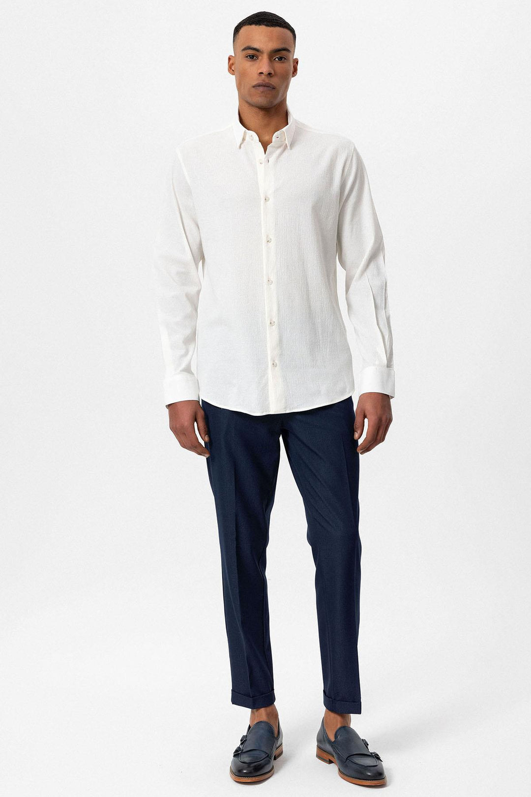 Chemise Homme Blanche Texturée Regular Fit - Wessi