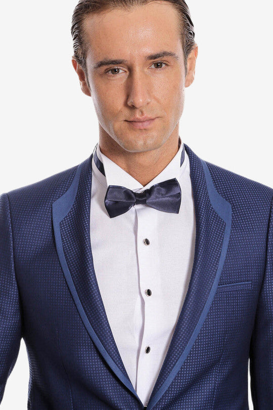 Smoking blu scuro con motivo a pois - Wessi