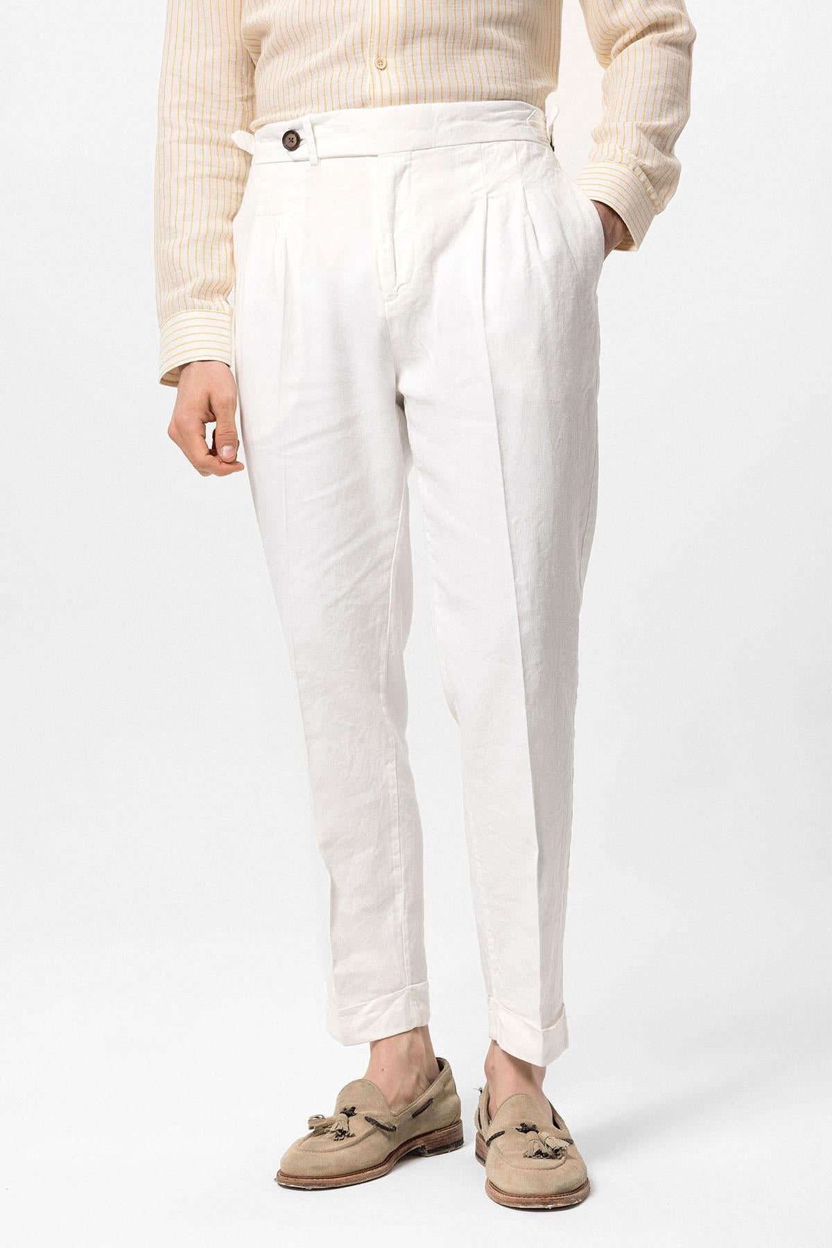 Pantalon taille haute blanc hotsell