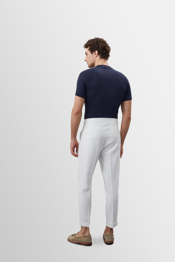 Pantalon Homme Écru Double Jambe Taille Haute Plissé - Wessi