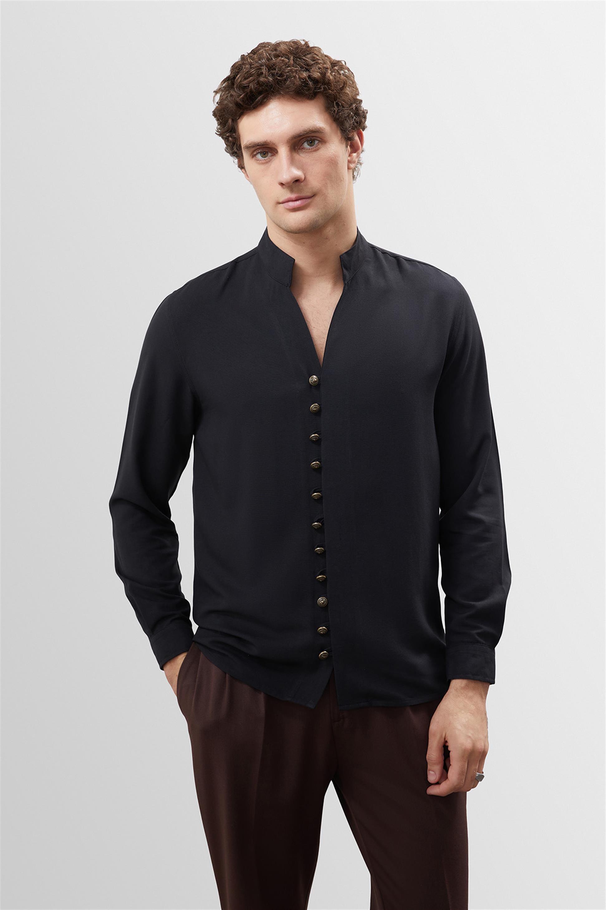 Camisa negra vestir hombre on sale