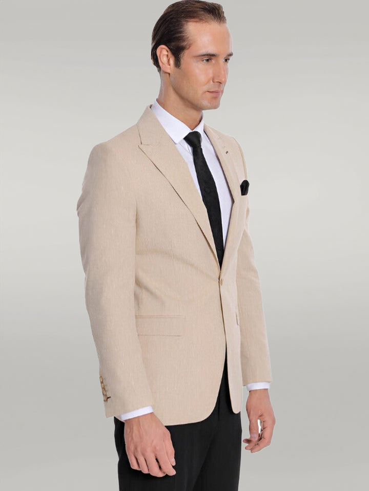 Chaqueta Slim Fit Solapa De Pico Beige - Wessi