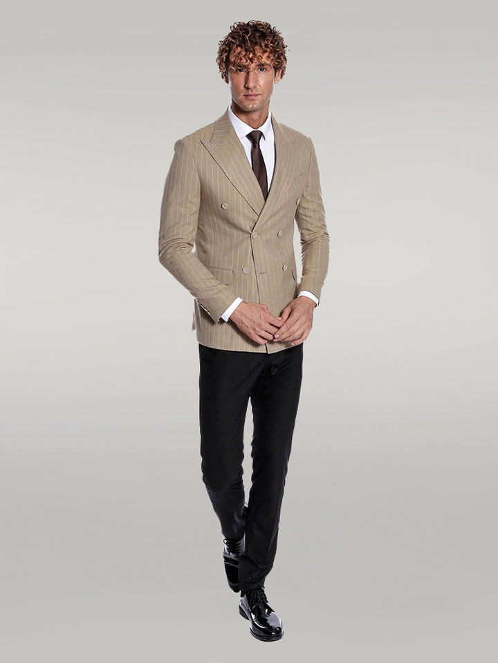 Blazer Hombre Crema Cruzada Rayas - Wessi