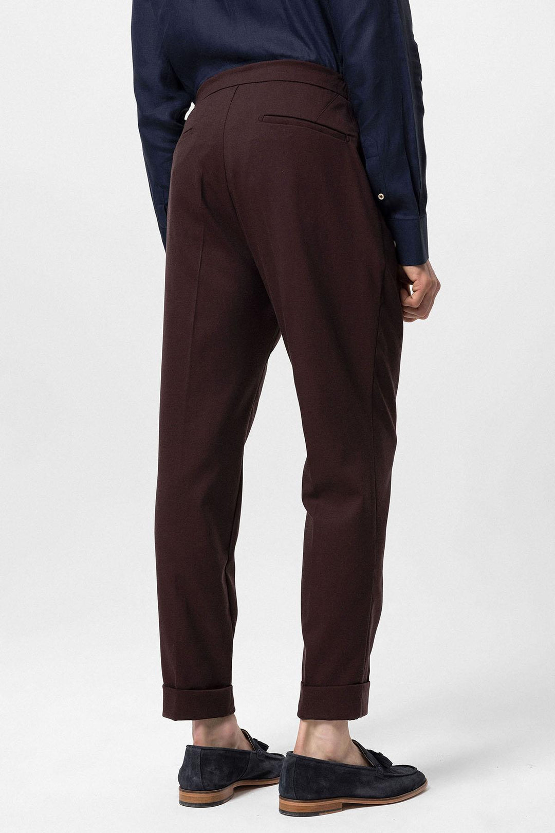 Pantaloni a pieghe in vita elastica bordeaux da uomo - Wessi