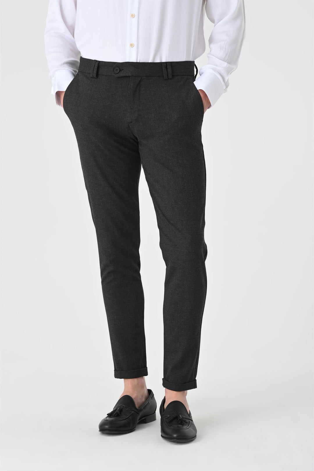 Pantalón accesorio slim fit antracita para hombre - Wessi