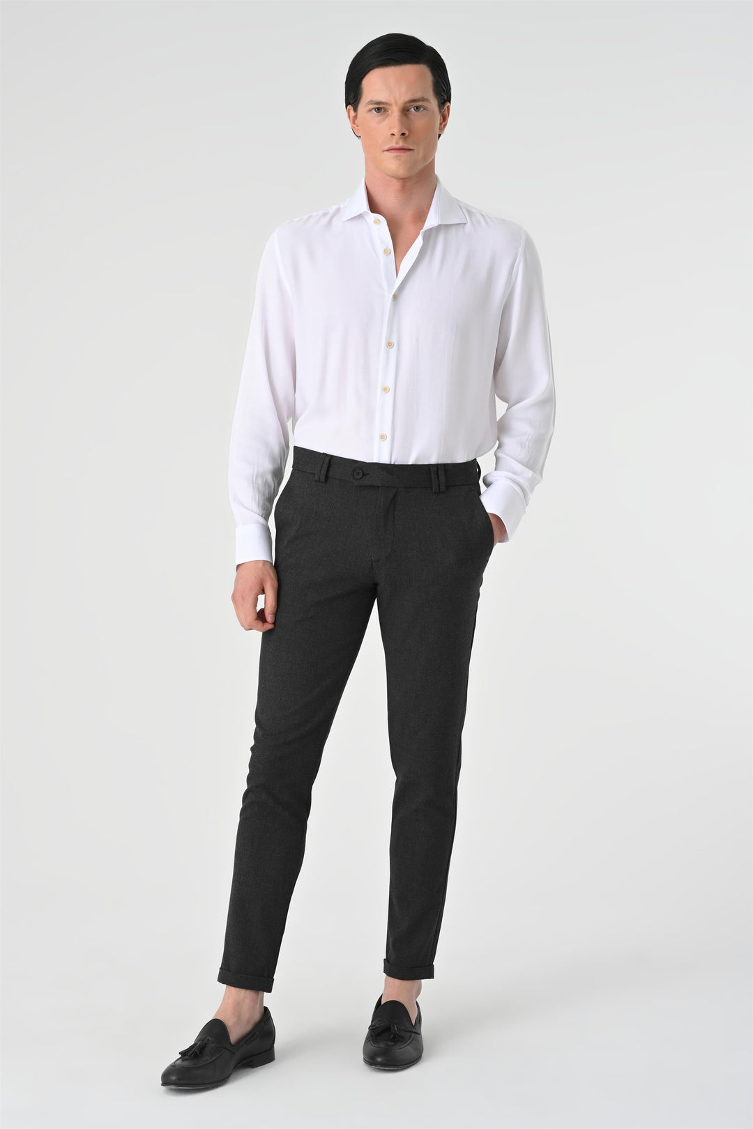 Pantalón accesorio slim fit antracita para hombre - Wessi