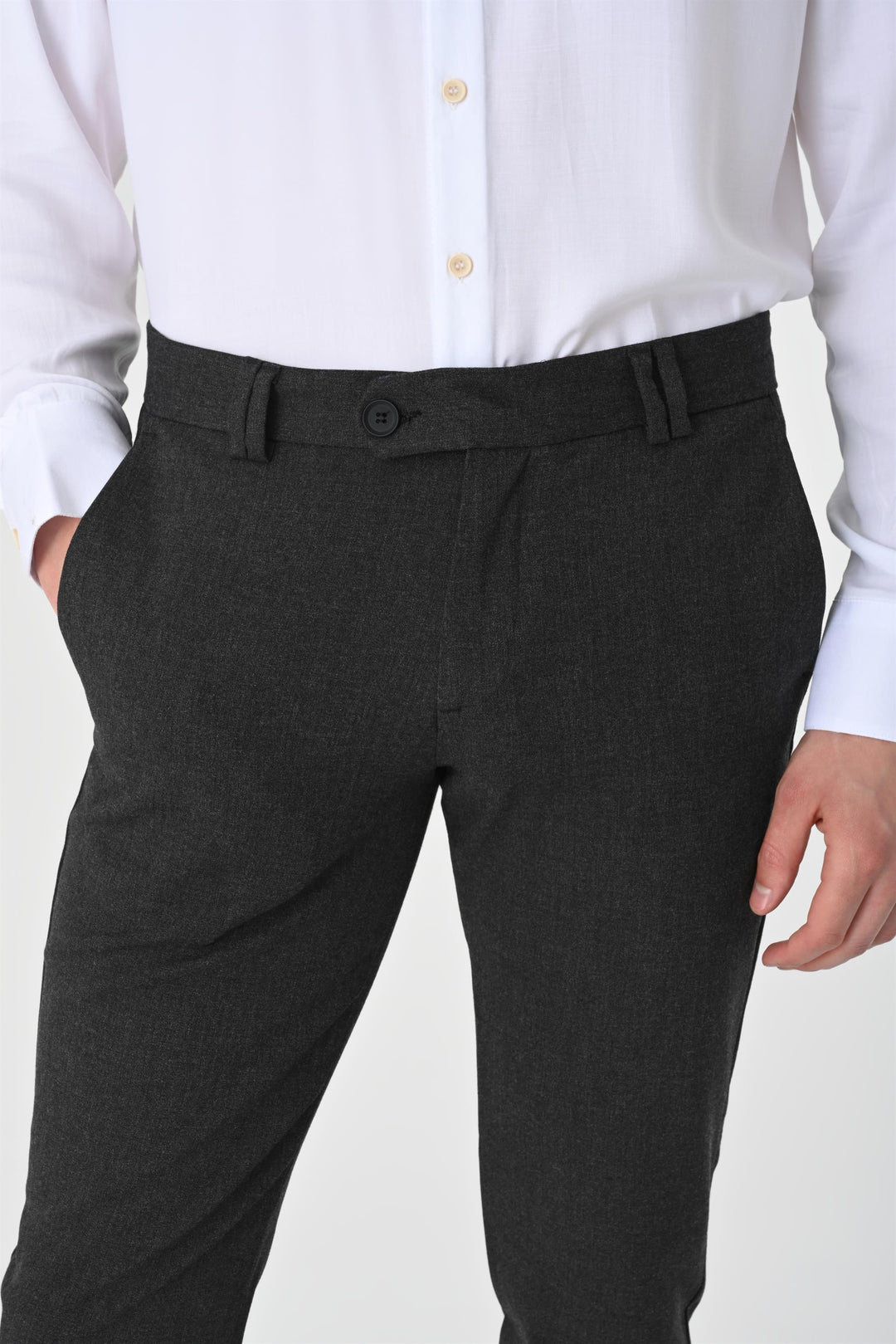 Pantalón accesorio slim fit antracita para hombre - Wessi