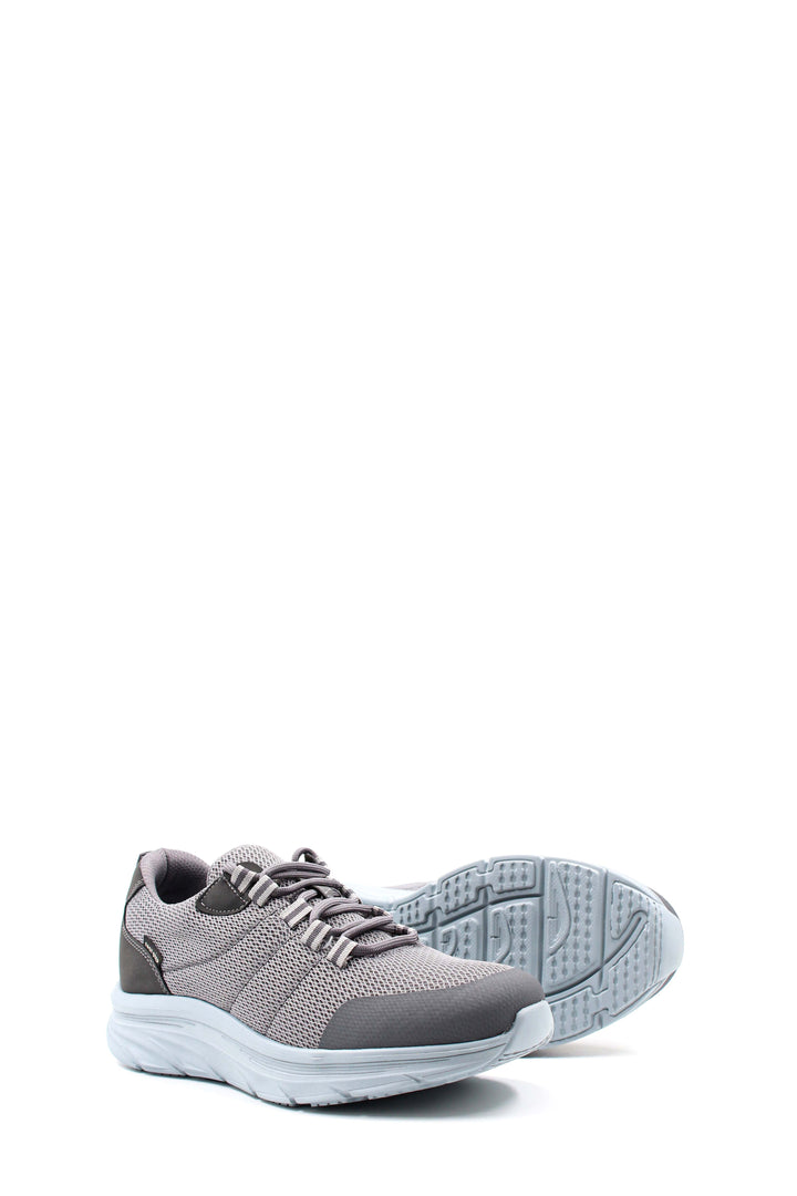 Men's Gray Knit Lace-Up Sneakers with Cushioned Sole - Wessi