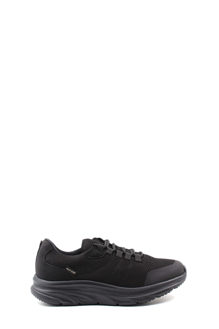 Men's Black Lace-Up Knit Sneakers with Cushioned Sole - Wessi