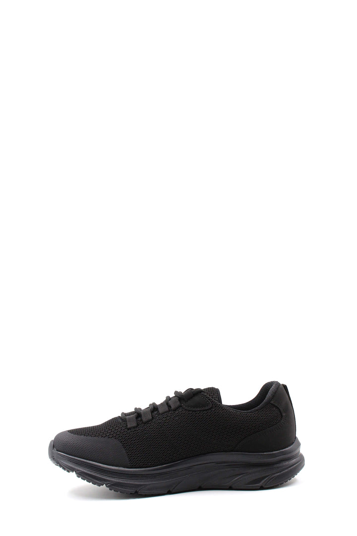 Men's Black Lace-Up Knit Sneakers with Cushioned Sole - Wessi