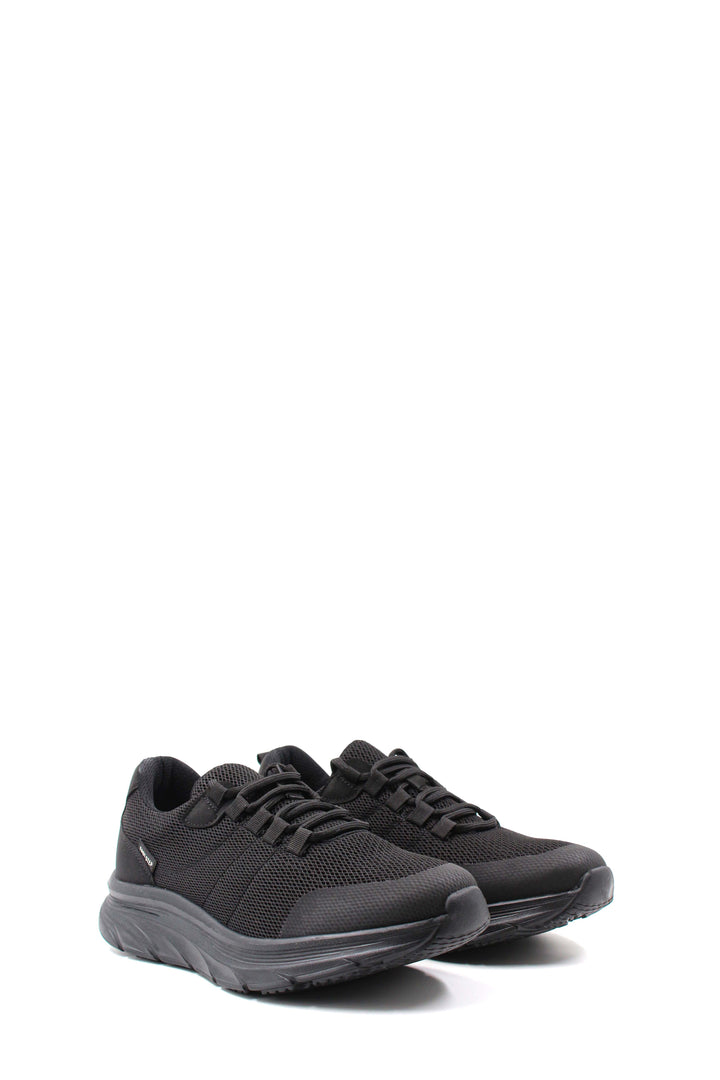 Men's Black Lace-Up Knit Sneakers with Cushioned Sole - Wessi