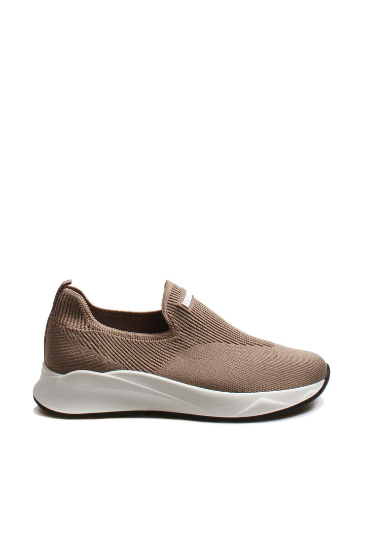 Men's Beige Knit Slip-On Sneakers-Wessi