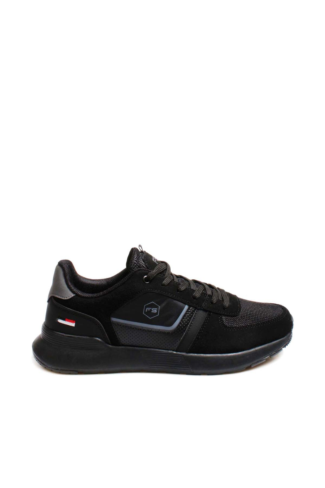 Men's Black Athletic Sneakers with Suede and Mesh Panels - Wessi